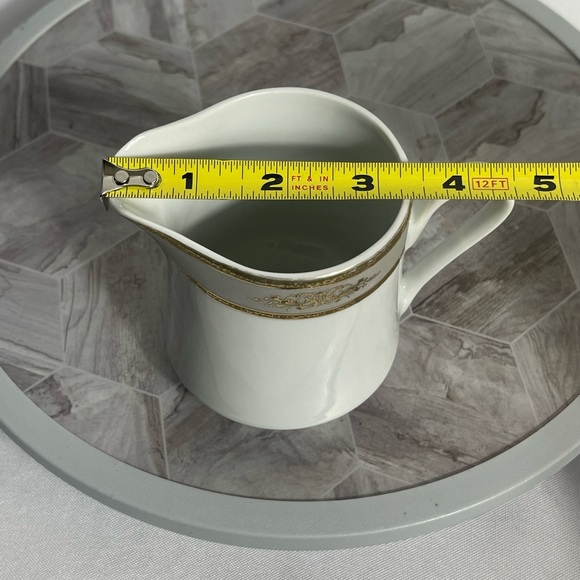 Vintage Fine Italian Design China Creamer White with Gold Floral Band - Picture 8 of 9